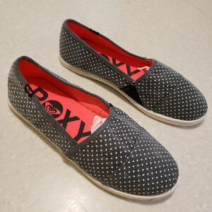 ROXY SLIP ON COMFORT Black White dots LOAFERS, WOMENS SIZE 8